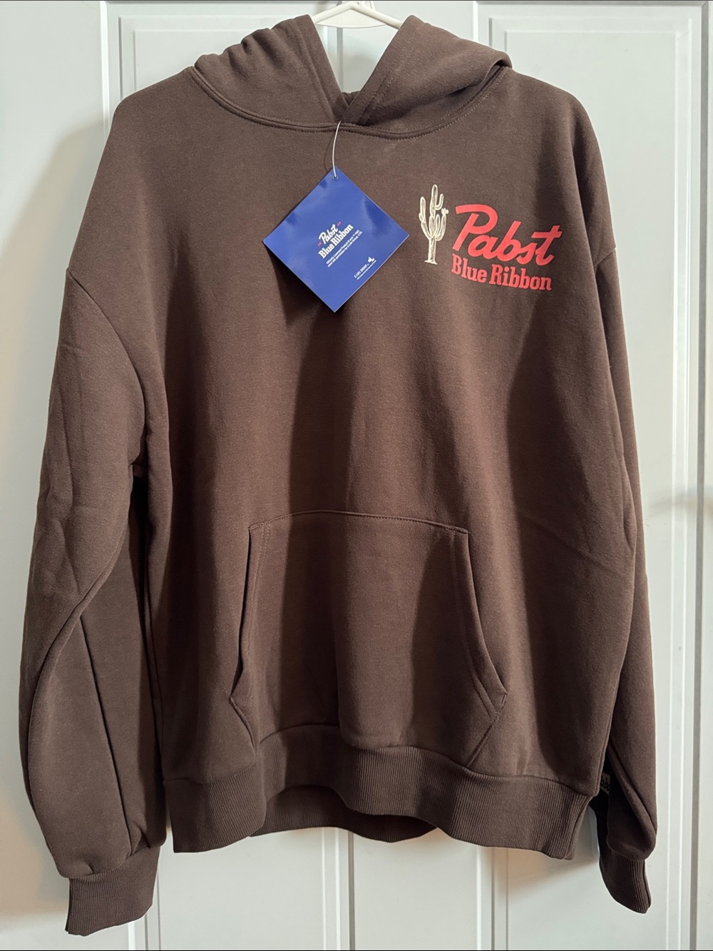 Pabst Blue Ribbon Beer Skull Men's Crewneck Hoodie -Brown - size Med- New w/tag.